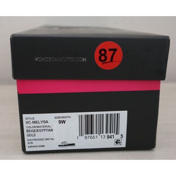 Vince Camuto WMN Sz 9W Beige/Egyptian Gold Channel-Quilted Melysa Leather Sandal - Picture 14 of 14